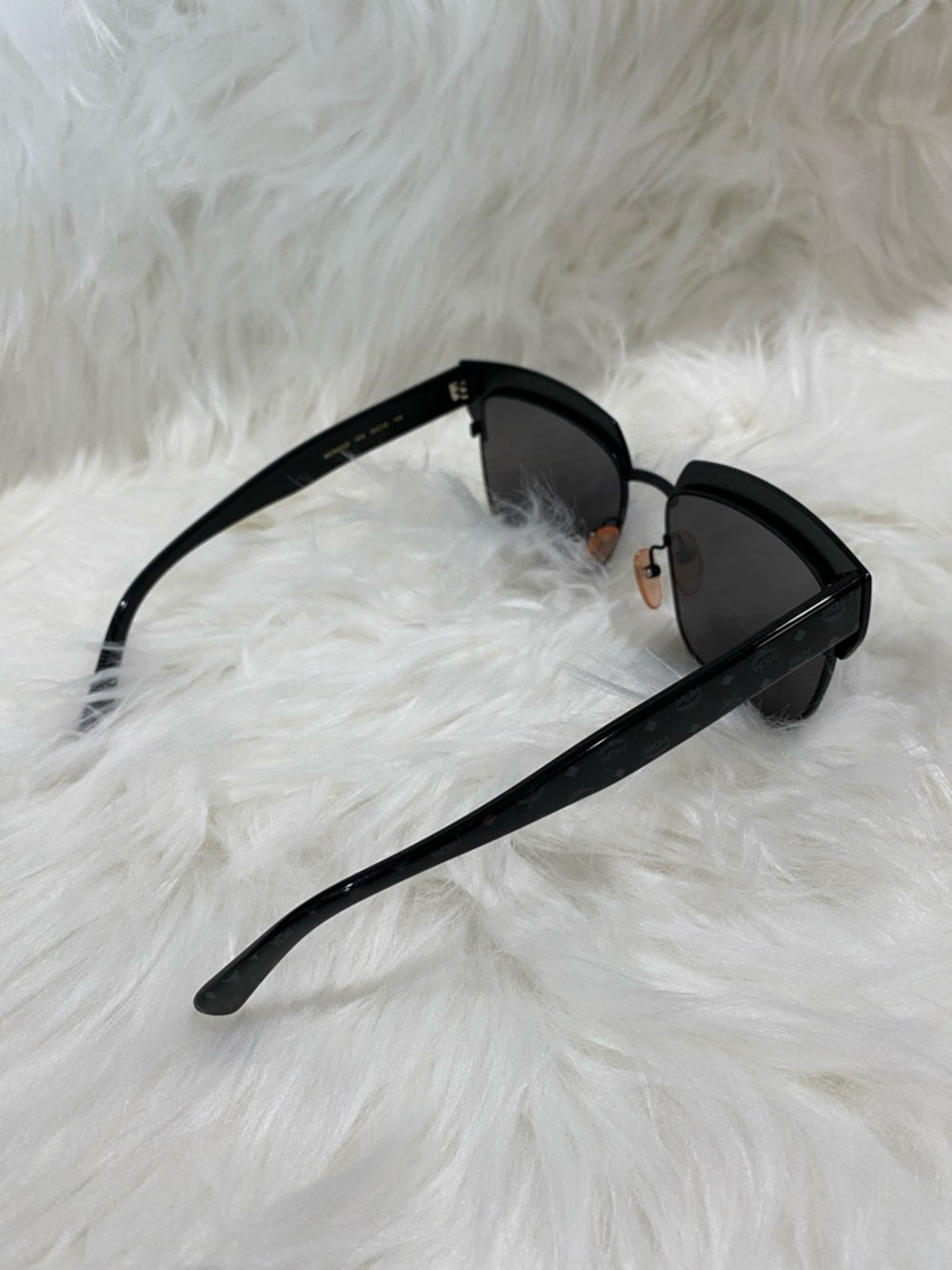 MCM Black Frame Sunglasses with Blue Mirrored Lenses NWOT - Picture 7 of 11